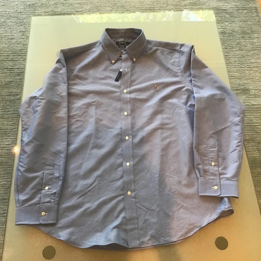 NEW Polo Ralph Lauren Blue Performance Oxford Button Down Shirt Classic Fit XL